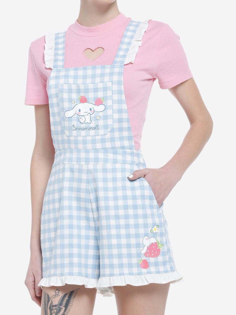 CINNAMOROLL by SANRIO Gingham Ruffle Shortalls